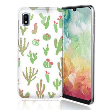 Imagem de TJS Capa de celular compatível com Samsung Galaxy A10E de 5,8 polegadas (não serve para Galaxy A10/M10), design de cor fosca TPU transparente pele macia (cacto)