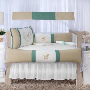 Imagem de Kit Berço Menino Horse 10 peças Americano 100% algodão Enxoval de Bebê