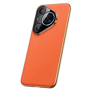 Imagem de LTLMYDAM Capa ultrafina para Huawei Pura 70 Ultra/70 Pro/70 Pro+/70, capa de couro amigável à pele, antiqueda, capa de proteção de lente com furo de precisão, laranja, 70 Pro