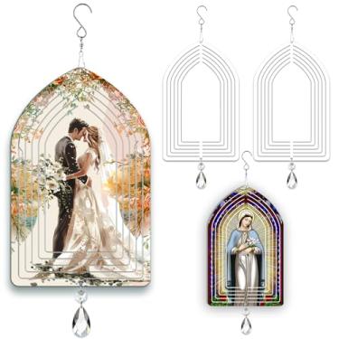 Imagem de WindMage Pacote com 4 25,4 cm Sublimação Vento Spinner Blanks 3D Metal Metal Escultura Cinética Spinners para Quintal e Jardim Ornamentos de Arte Interior Decoração Pendurada (Janela da Catedral)