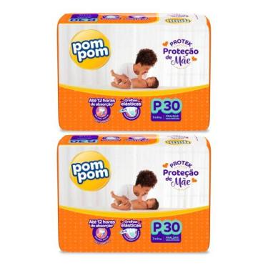 Imagem de KIT 2 Fraldas Pom Pom Derma Protek Jumbo Tamanho P 30 unidades