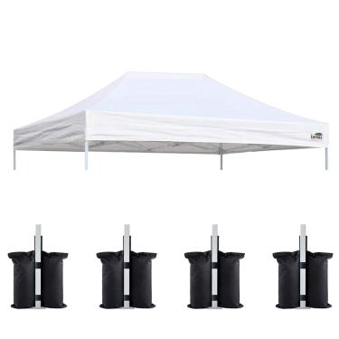 Imagem de Eurmax Capa de reposição para tenda de gazebo pop-up dos EUA, pacote de bônus de 4 peças (10 x 15, branco)