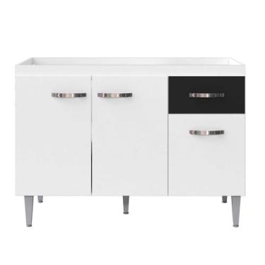 Imagem de Balcão de Cozinha Elsa para Pia de 120cm Branco/Preto - Montanaris Dec