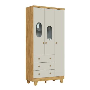 Imagem de Guarda Roupa Infantil Moveis Peroba Pingo 03 portas MDF 