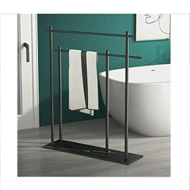 Imagem de Toalheiro independente, toalheiro de piso de 2 camadas, toalheiro de pé, grande organizador de metal para toalhas de banho e mãos, toalhas de banho, acessórios de banheiro