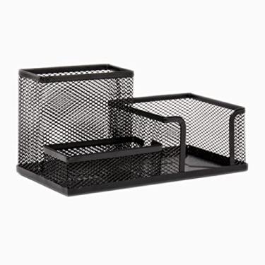 Imagem de Porta-lápis de metal, organizador de mesa e caixa de armazenamento de copos para escritório, escola, porta-lápis, simples, porta-canetas, mesa, organizador, copo, pote (cor: preto)