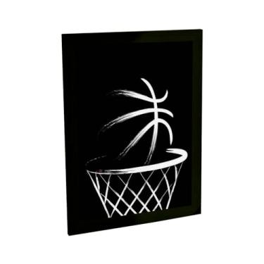 Imagem de Quadro Decorativo Basquete Preto E Branco Decoração Quarto Sala