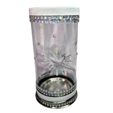 Imagem de Porta Vela 7 Dias Divino Espírito Santo Vidro + Presente - Bialluz