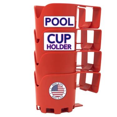 Imagem de Porta-copos de piscina Storage Theory – Suporte de copo de piscina com clipe para piscinas acima do solo - serve em trilhos redondos de 5 cm ou menos - Suporte para bebidas, telefone e acessórios
