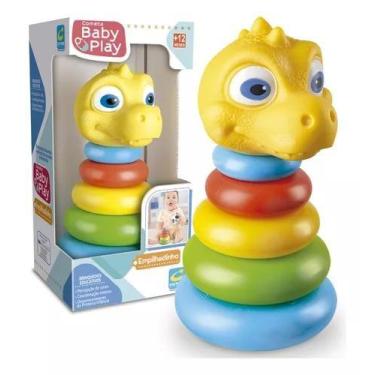 Imagem de  Dino Torre Argolas Brinquedo Didático Bebê Empilhável Dinossauro - Co