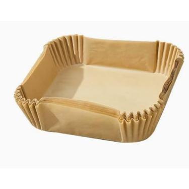 Imagem de Forros de papel Air Fryer, forro de fritadeira de ar descartável para micro-ondas, forros quadrados sem alvejante (Quadrate 50 peças)