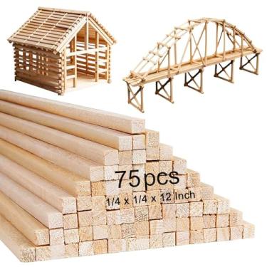 Imagem de GEKIXUTP 75 Peças De Palitos Madeira Balsa 1/4 X 12 Polegadas, Tiras Balsa, Cavilhas Quadradas Dura, Inacabadas Para Artesanato, Suprimentos Faça Você Mesmo,