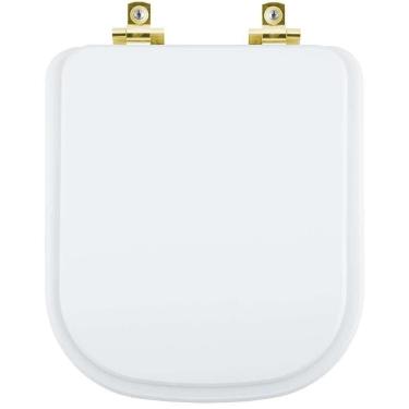 Imagem de Assento Sanitário Com Fechamento Lento Elite Branco Para Vaso Celite Com Ferragem Dourada