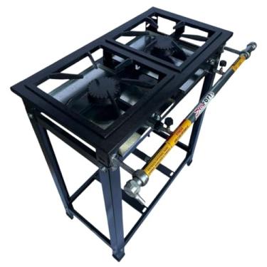 Imagem de Fogão Industrial 2 Bocas, Alta Pressão, Aço, Grafite, Grelha 30x30