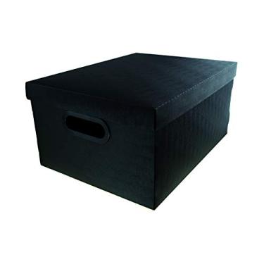 Imagem de Caixa Organizadora Linho Media Preta, Protêa, 2192.P.0005