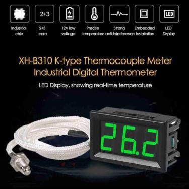Imagem de Termômetro Termopar, Sensor de Temperatura Com Interface de Rosca M6, Medidor de Temperatura Digital Com Display LED para Medição de Temperatura (Verde)