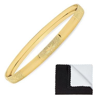 Imagem de Bracelete Bling Factory banhado a ouro com Starbursts em seções texturizadas, circunferência: 18 cm (pequeno)