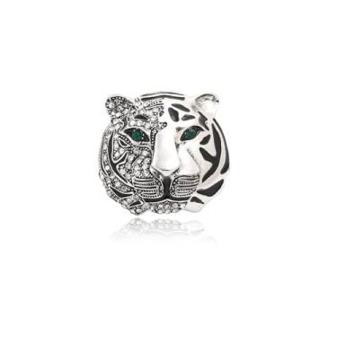 Imagem de Broche de cabeça de tigre com strass vintage dourado prata animal lapela broche charme casaco leão colarinho broche para homens broche de terno, 3.6*3.3cm, Zinco, Sem Pedra Preciosa