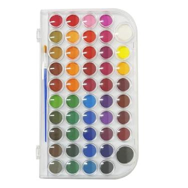 Imagem de Conjunto de tinta aquarela portátil de 48 cores, paleta de tinta aquarela reutilizável com pincel, conjunto de pintura de viagem para artistas, amadores amadores e amantes de pintura