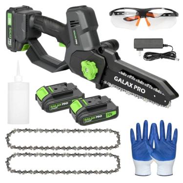Imagem de GALAX PRO Mini motosserra de 20 cm com lubrificador automático [Atualizado em 2025] Motosserra elétrica portátil sem fio com baterias de 2 x 2,0 Amh para corte de galhos de árvores ao ar livre