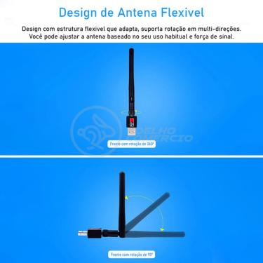 Imagem de Antena Usb 2.0 Receptor De Wifi Wireless Internet Sem Fio 1200Mbps 802.Inn Pc Notebook 61