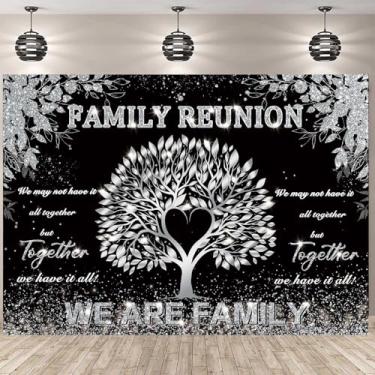 Imagem de Pano de fundo para reunião de família, 20 x 1,8 m, folhas de árvore preta e prateada. Somos fundo de fotografia de família, reuniões de família, decorações de festa