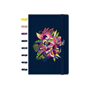 Imagem de Caderno de Disco ISCOOL Pequeno Flore(Ser) Índio Azul Marinho