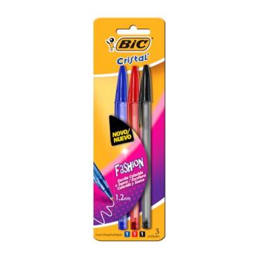Imagem de BIC, Caneta Esferográfica Escrita Média, Cristal Fashion, 1 Caneta Preta, 1 Caneta Vermelha 1 Caneta Preta, 3 Unidades