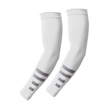 Imagem de Colaxi Mangas de braço de resfriamento, 1 par de manguitos respiráveis ​​com proteção UV para passeios de barco, pesca, corrida, esportes e acampamento, Branco