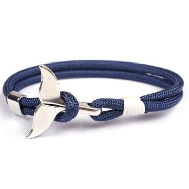 Imagem de HuiApparel Pulseira exclusiva de cauda de baleia de 20 cm, paracorde de nylon, design elegante inspirado no oceano, One Size, Nylon, Sem Pedra Preciosa