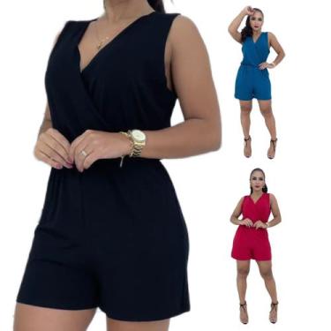 Imagem de Jardineira Feminina Plus Size Macaquinho Transversal Curto - Wild, Ver