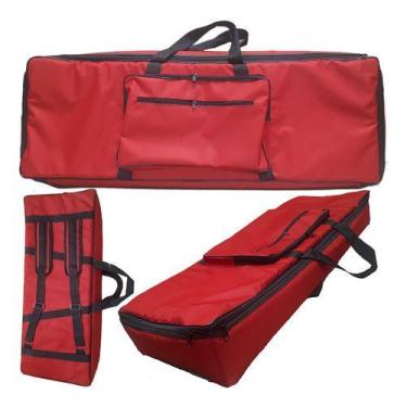 Imagem de Capa Bag Para Teclado Yamaha Psr S750 Vermelho Master Luxo  Carbon