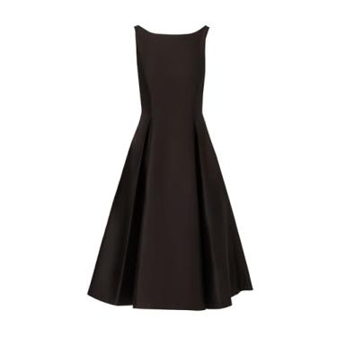 Imagem de Adrianna Papell Vestido de festa feminino sem mangas, comprimento médio, com costas em V, Preto, 8