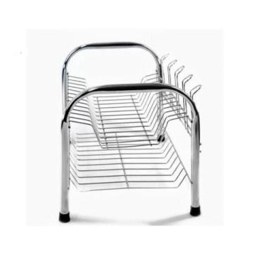 Imagem de Escorredor De Pratos E Louças Duplo Cromado Inox Cozinha - Jump Aramad