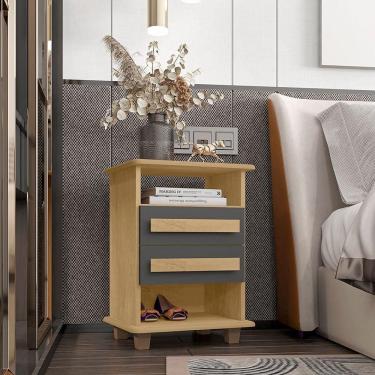 Imagem de Mesa De Cabeceira Turim 2 Gavetas Cinamomo-grafite