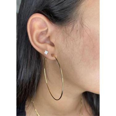 Imagem de Brinco de argola fina na semi jóia - Núbia Jóias