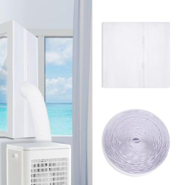 Imagem de Zihvfzu Kit universal de vedação de janela CA de 400 cm - capa de ventilação à prova d'água com zíper para janelas de batente/claraboia, serve em mangueira de 5,1 polegadas/5,9 polegadas, mangueira