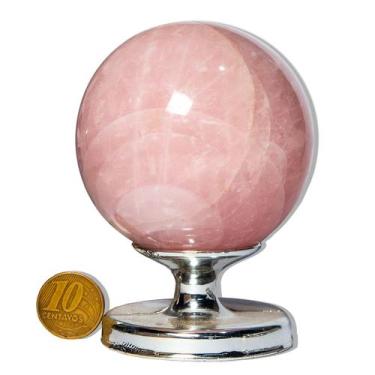 Imagem de 01 Esfera Quartzo Rosa Natural 400 a 500g 6 a 8cm Classe A - Cristaisd