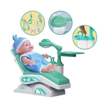 Imagem de Boneca Doutor Dentista Azul Acessórios Cadeira Ajustável Dm