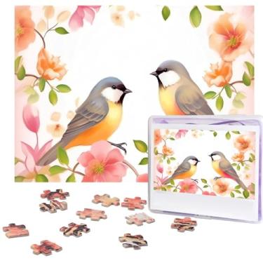 Imagem de Quebra-cabeças de flores e pássaros, 500 peças, quebra-cabeça personalizado, com foto de madeira para adultos, família, presentes para casamento, aniversário, dia dos namorados, 51,8 x 38,1 cm