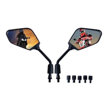 Imagem de Motobiker 1 par de espelhos retrovisores laterais para motocicletas resistentes-8 mm 10 mm parafuso de montagem rosqueado no sentido horário compatível com Kawasaki, Suzuki, Honda, Victory e mais