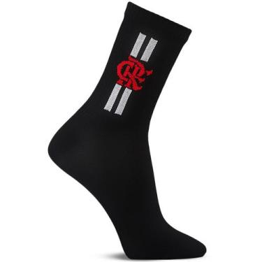Imagem de Meia Rikam Masculina Flamengo Algodão Cano Médio Confortável 47200, Fl