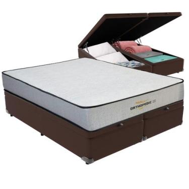 Imagem de Cama Box Baú King e Colchão Orthopedic D33 V-tech, Marrom