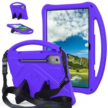 Imagem de QYiiD Capa infantil para tablet Lenovo Tab P12/Xiaoxin Pad Pro 32.3 cm TB370FU/TB371FC, leve proteção à prova de choque com alça conversível com alça de ombro para Lenovo Tab P12, roxo