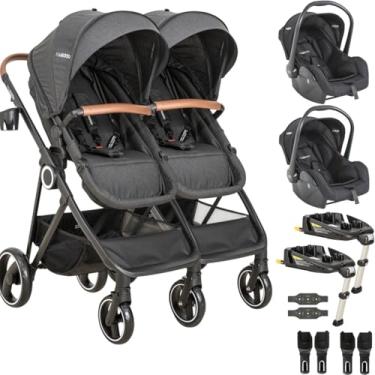 Imagem de Carrinho Gemeos Kiddo 2 Bebe Conforto 2 Base ISOFIX Cosmos Preto