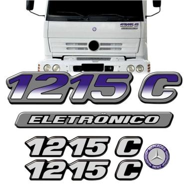 Imagem de Kit Adesivo Mercedes Benz 1215 C Eletronico Emblema Truck 33 Resinado Preto