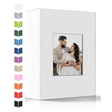 Imagem de Artfeel Álbum De Fotos 4X6 Com 100 Bolsos, Álbuns Deslizantes, Capa Linho, Janela Frontal, Página Branca Vertical Para Casamento, Família, Aniversário, Bebê, Férias