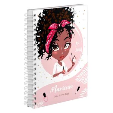 Imagem de Agenda Comercial 2026 Personalizada Capa Dura Manicure Cachos Cores (Rosa)