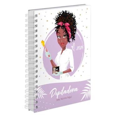 Imagem de Agenda Comercial 2026 Personalizada Capa Dura Depiladora Cachos Cores (Lilás)