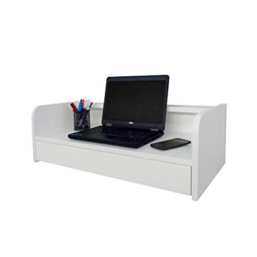 Imagem de Escrivaninha Bancada Suspensa com Gaveta Mesa Notebook Branco